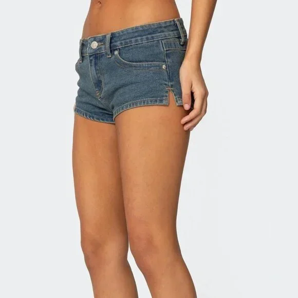 Edikted Micro Low Rise Denim Shorts - Picture 4 of 4